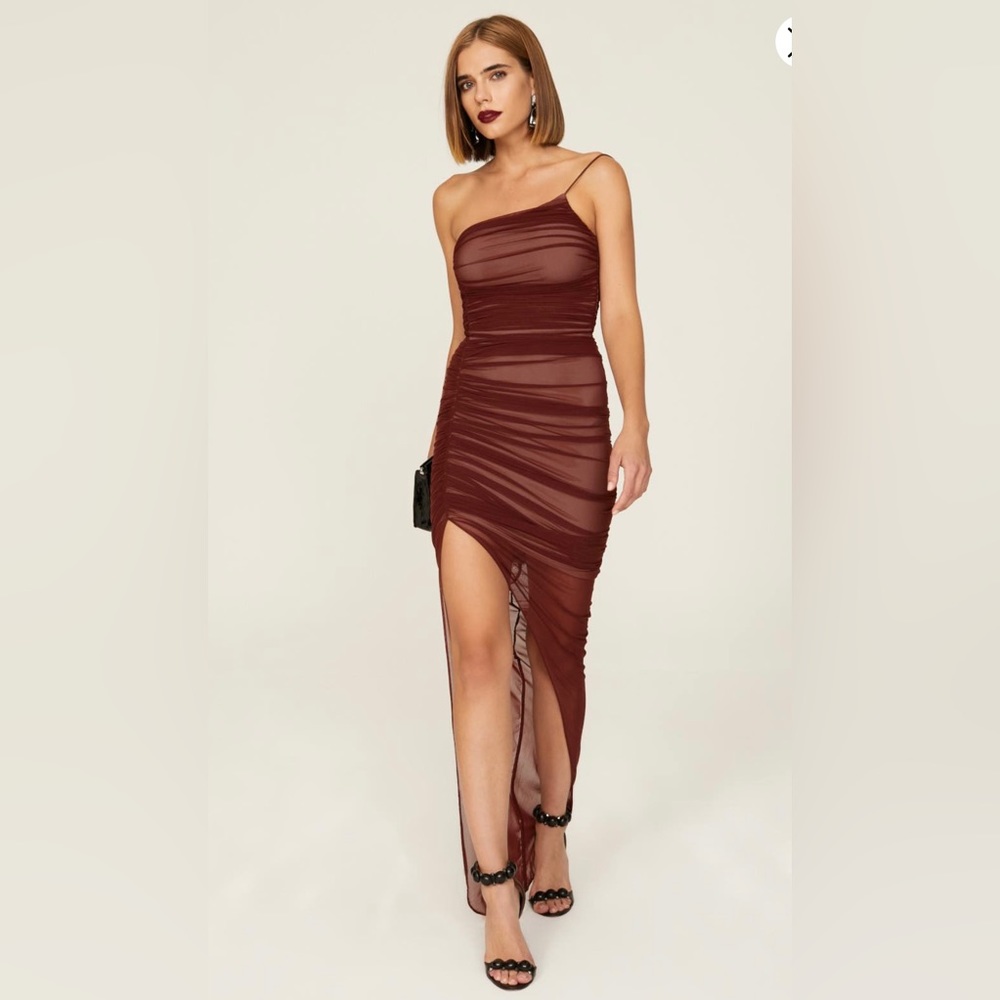 Nookie Mecca Gown Maxi Dress in Chocolate Brown Size Medium small nookie mesh